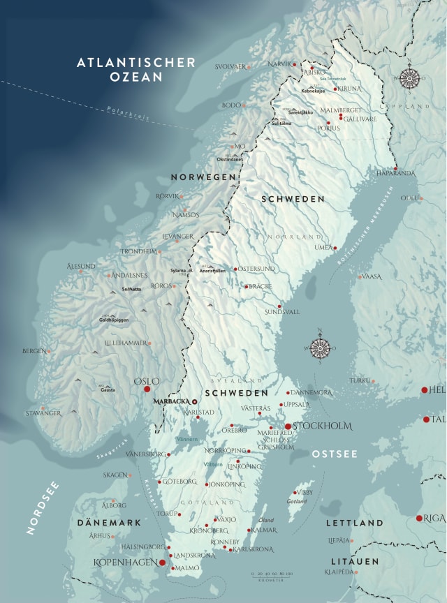 Karte von Selmas Reisen, die sich im Buch befindet